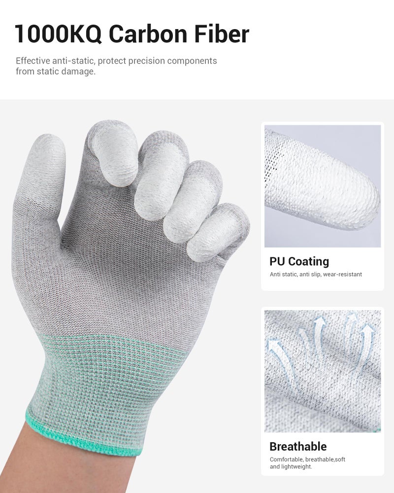 ThxToms ESD Anti Static Gloves, High Resistance Carbon Fiber Protects Your Hands, Medium 1 Pair - Image 2